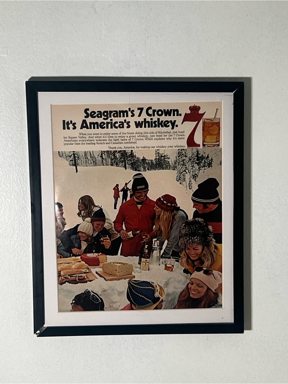 Vintage Seagram's 7 Crown Poster Whiskey Advertisement Framed Art Ad